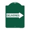 Signmission Deliveries With Right Arrow, Green & White Aluminum Architectural Sign, 18" x 24", GW-1824-24362 A-DES-GW-1824-24362 - alternate 1